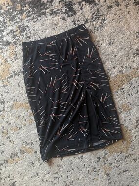 Nasty Gal Black Pencil Skirt with White and Red Matchstick Print